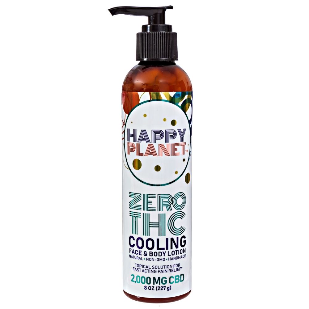 Happy Planet CBD Cooling Face & Body Lotion, a light water-based CBD topical