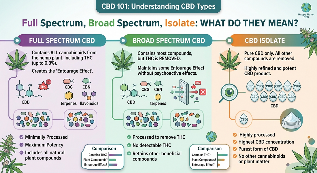 CBD 101:  Full-Spectrum, Broad-Spectrum, Isolate - What Do They Mean?