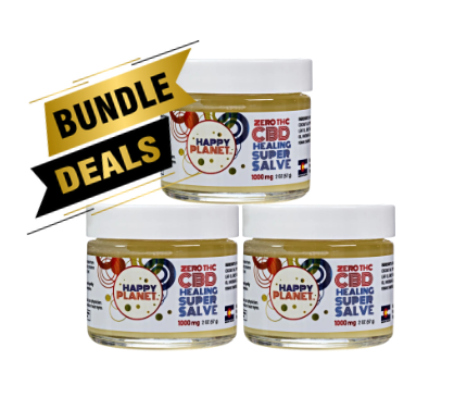 Happy Planet 1000mg CBD Super Salve 3-pack THC-free topical salves for targeted pain relief