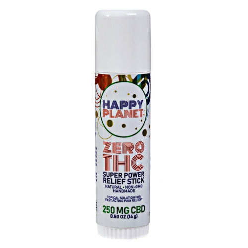 Happy Planet CBD Super Relief Stick 250mg topical in 0.5 oz twist-up stick with THC-free CBD isolate