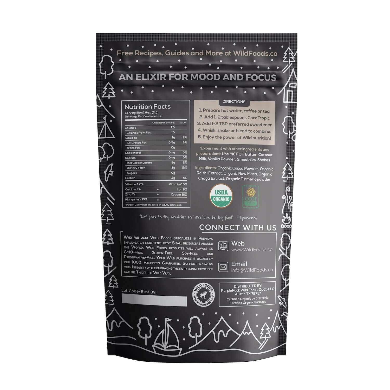 Wild Foods CocoTropic Organic Cocoa Mushroom Mix - 100% Organic